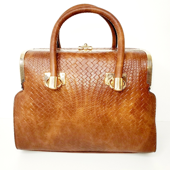 Handbags - Brown Texture Leather HandBag